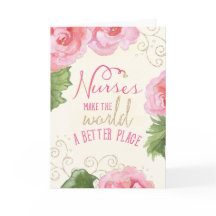 Carte de jour des infirmières - Bégonias roses et 
