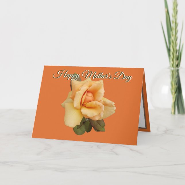 Carte de jour des mères orange Rose photo rouge or (Devant)