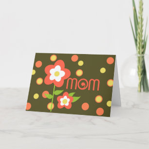 Carte de jour des mères Pois aux fleurs orange rét