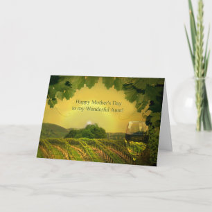 Carte de jour des mères pour tante avec vin et vig