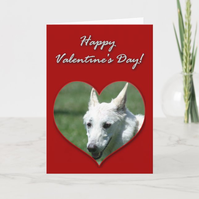 Carte de jour du berger allemand blanc Valentines (Devant)