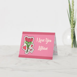 Carte de jour Floral Personnalisée I Love You Vale