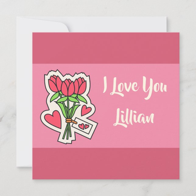 Carte de jour Floral Personnalisée I Love You Vale (Devant)