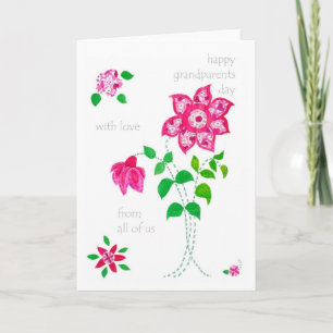 Carte de jour Grand-parents - Fleurs roses