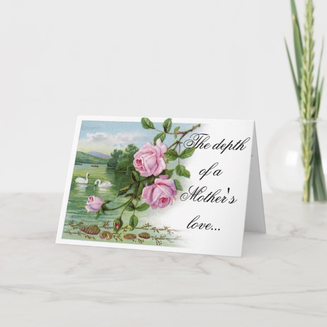 Carte de jour Happy Mother - Pink Roses and Swans (Devant)
