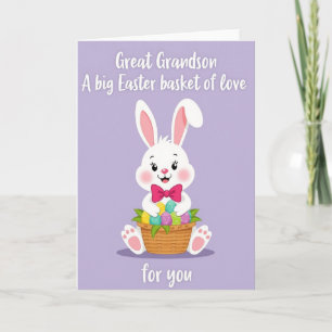 Carte de Jour Heureux Lapin et Panier