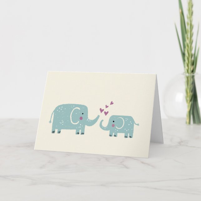 Carte de jour Mama et Baby Elephant Mothers (Devant)