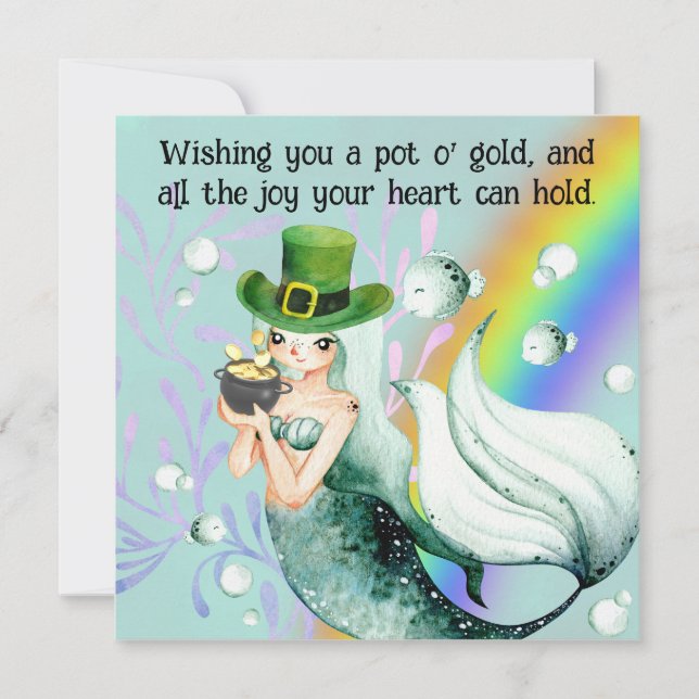 Carte de jour Mermaid et Pot o' Gold St. Patrick (Devant)