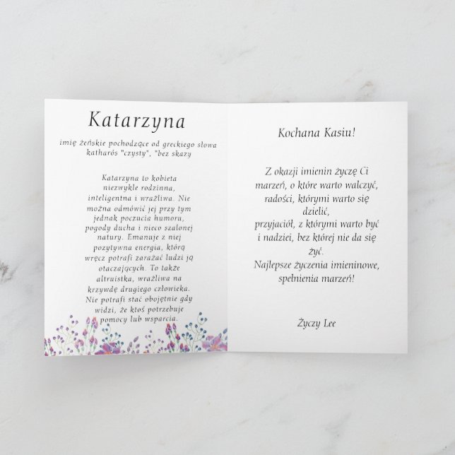 Carte de jour personnalisée Kasia Polonaise (Intérieur)