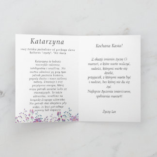 Carte de jour personnalisée Kasia Polonaise