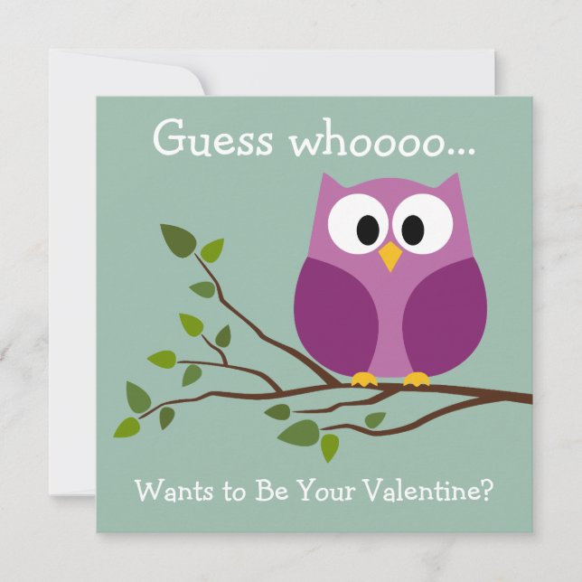 Carte de jour pour enfants Valentines avec chouett (Devant)