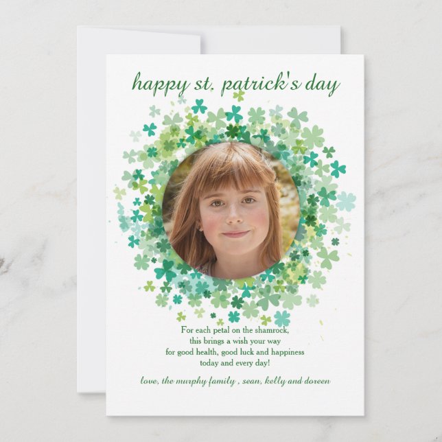 Carte de jour Saint-Patrick shamrock Frame (Devant)