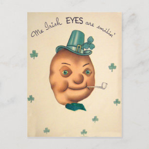 Carte de jour St Patrick vintage Cute Irish Potato