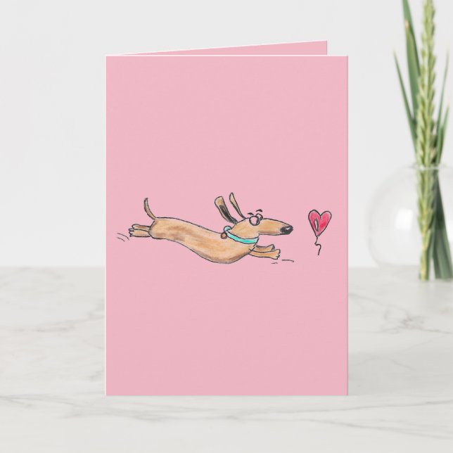 CARTE DE JOUR VALENTINE - BALLON DE COEUR CHIEN CH (Devant)