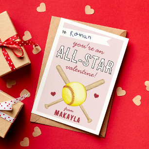 Carte de jour Valentines de la classe de softball 