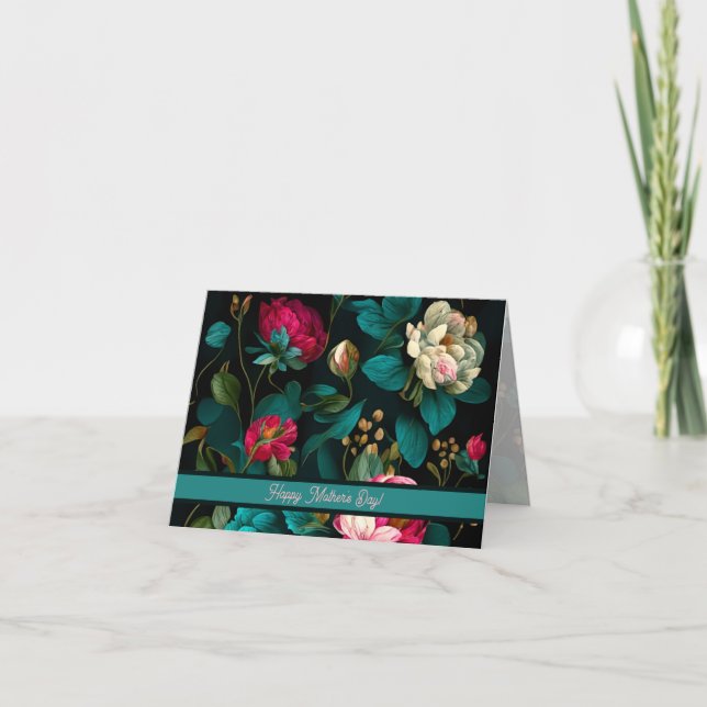 CARTE DE JOUR vintage FLORALE DESIGN MÈRE (Devant)