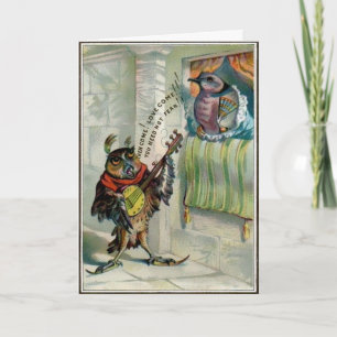 Carte de jour vintage Owl Valentines