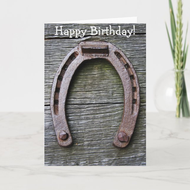 Carte de joyeux anniversaire avec le fer à cheval (Devant)