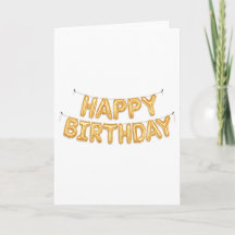 Carte de Joyeux Anniversaire Ballon Or