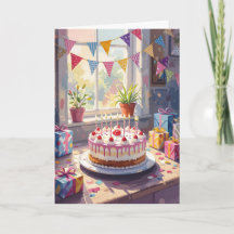 Carte de Joyeux Anniversaire - Carte de gâteau d'a