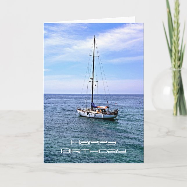 Carte de joyeux anniversaire de bateau à voile (Devant)