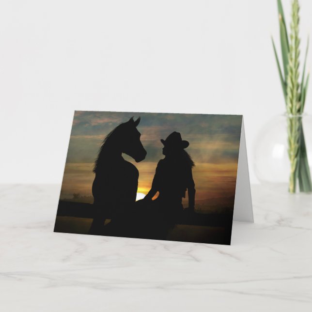 Carte de joyeux anniversaire de cow-girl et de (Devant)
