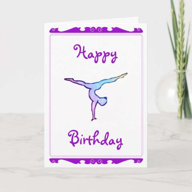 Carte de "joyeux anniversaire" de gymnaste (Devant)