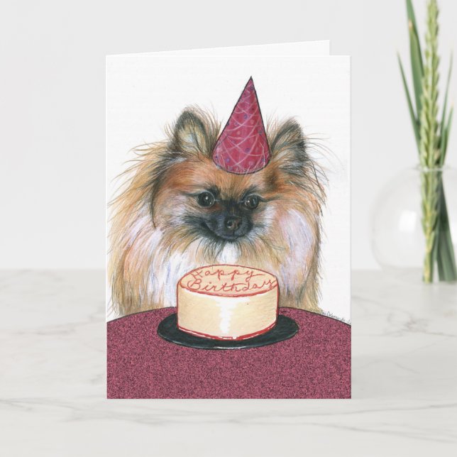 Carte de joyeux anniversaire de Pomeranian (Devant)
