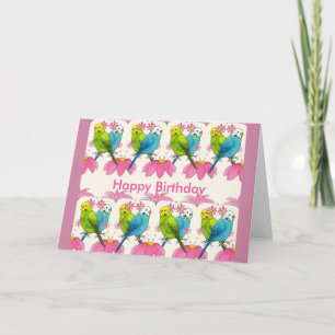 Carte de joyeux anniversaire d'oiseau de perruche