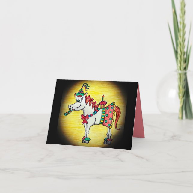 Carte de joyeux anniversaire drôle pour cheval (Devant)