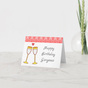 Carte de joyeux anniversaire en verre de Champagne