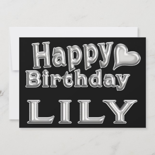 Carte de joyeux anniversaire Lily avec cœur (Devant)