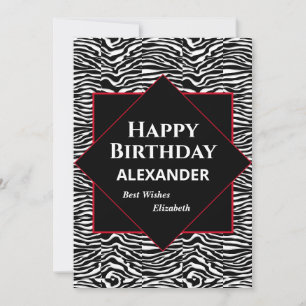 Carte de Joyeux Anniversaire Personnalisée Noir Bl