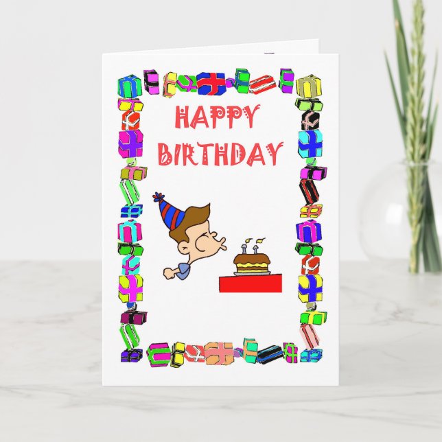 Carte _De joyeux anniversaire soufflant les bougies (Devant)