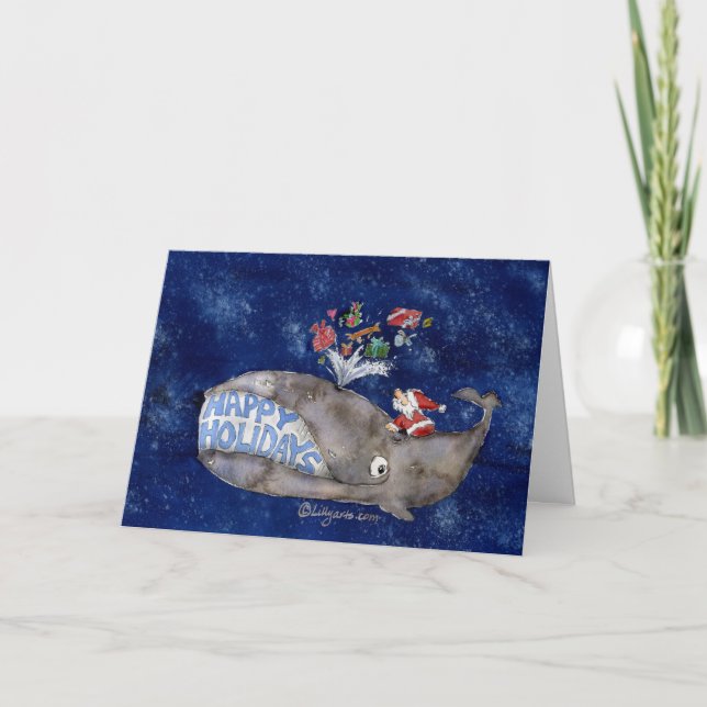 Carte de Joyeux Fêtes de Noël de baleine (Devant)