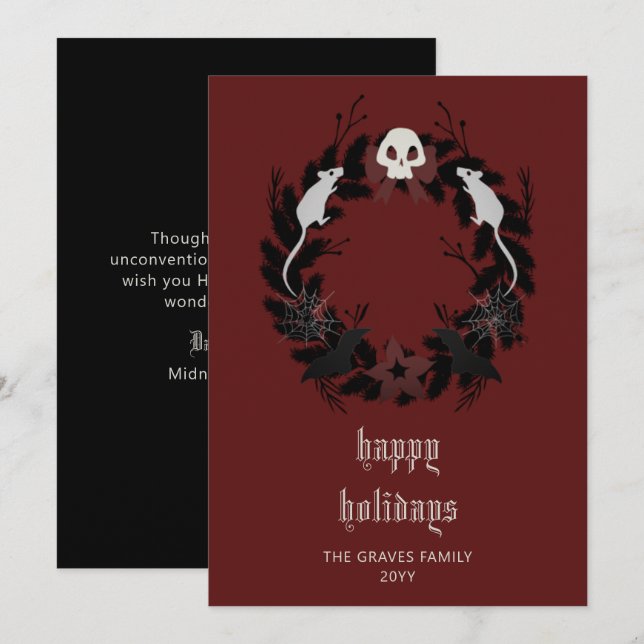 Carte de Joyeux Joyeux Jours de Vacances Gothique  (Devant / Derrière)