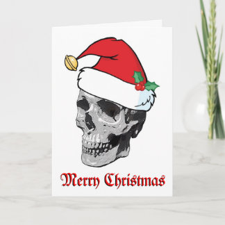 Carte de Joyeux Noël de crâne de Père Noël