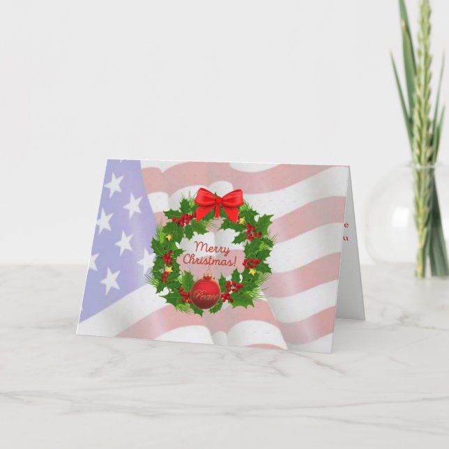 Carte de Joyeux Noël de drapeau des USA (Devant)