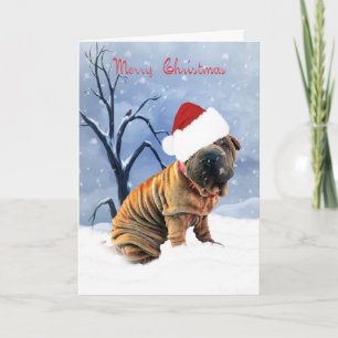 Carte de Joyeux Noël de Shar-Pei - Shar-Pei dans