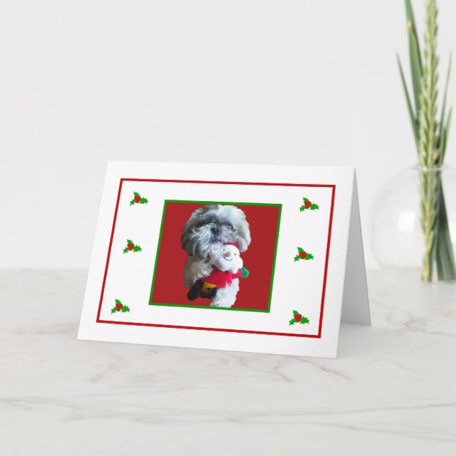Carte de Joyeux Noël de Shih Tzu (Devant)