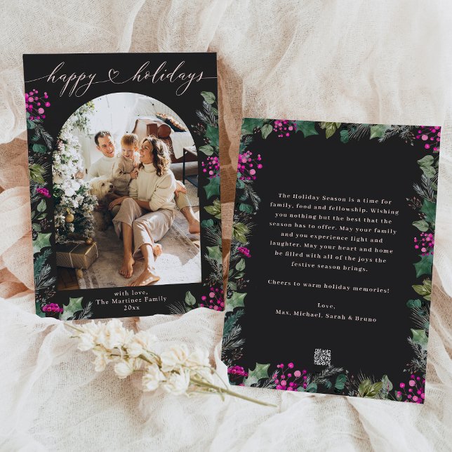 Carte de Joyeux Vacances Moody Rose Foliage (Créateur téléchargé)