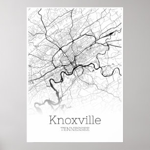 Carte de Knoxville - Tennessee - Affiche de la car