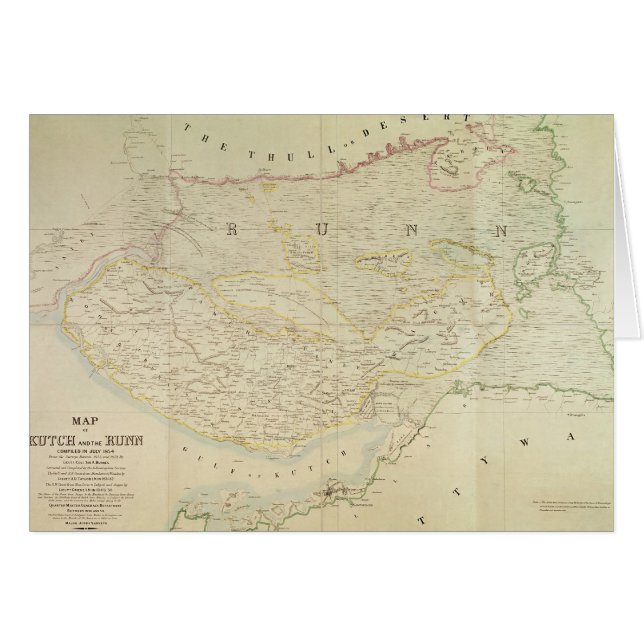 Carte de Kutch et de Runn, Inde, 1854 (Devant horizontal)