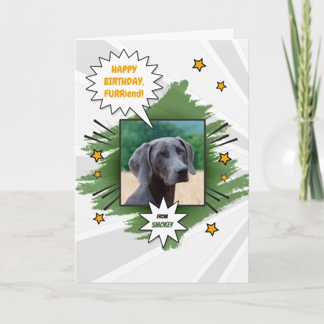 Carte de la bande dessinée de chien Anniversaire avec la (Devant)
