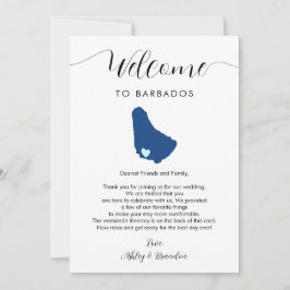 Carte de la Barbade Mariage Bienvenue Lettre Itiné