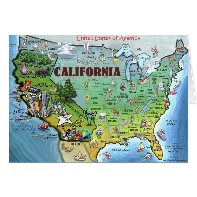 Carte de la Californie Etats-Unis (Devant horizontal)