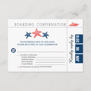 Carte de la carte d'embarquement RSVP de croisière