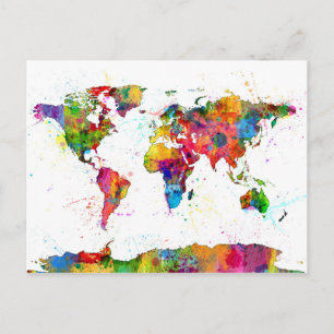 Carte de la carte du monde aquarelle