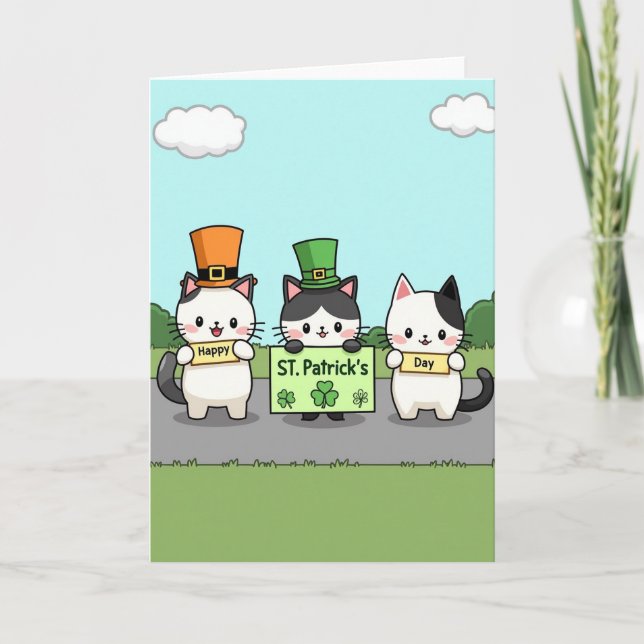 Carte de la Fête de la Saint-Patrick pour les chat (Devant)