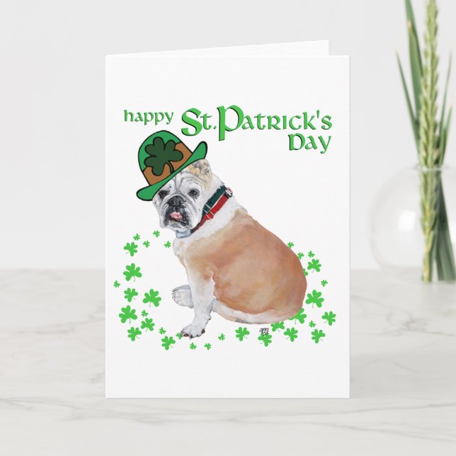 Carte de la fête de St Patrick de Bulldog anglais (Devant)